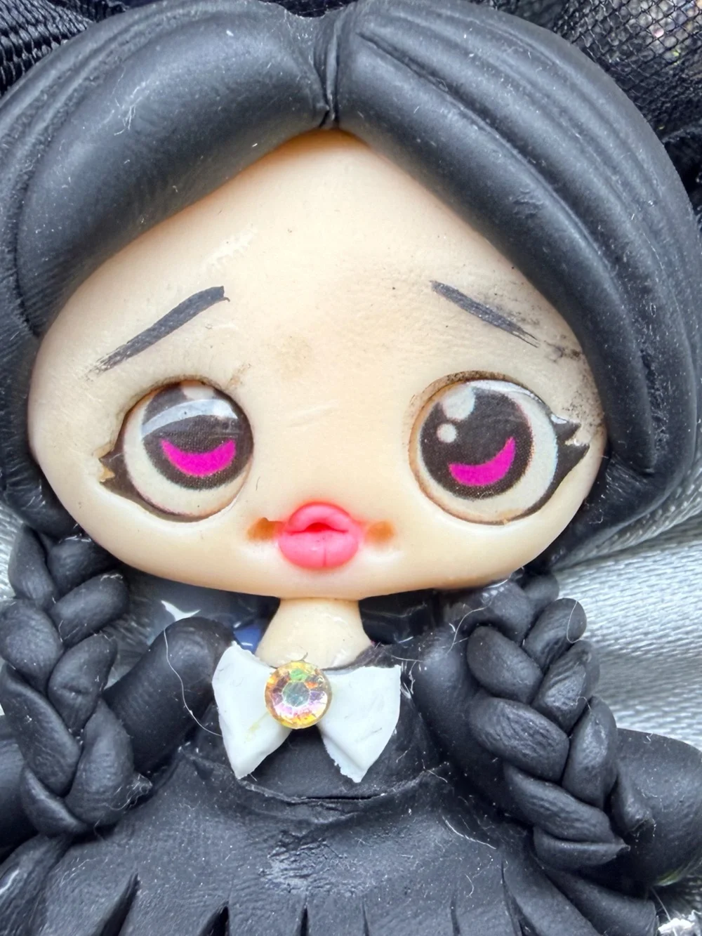 Large Wednesday Addams Hair Bow Clip - Cute Kawaii Gothic Lolita